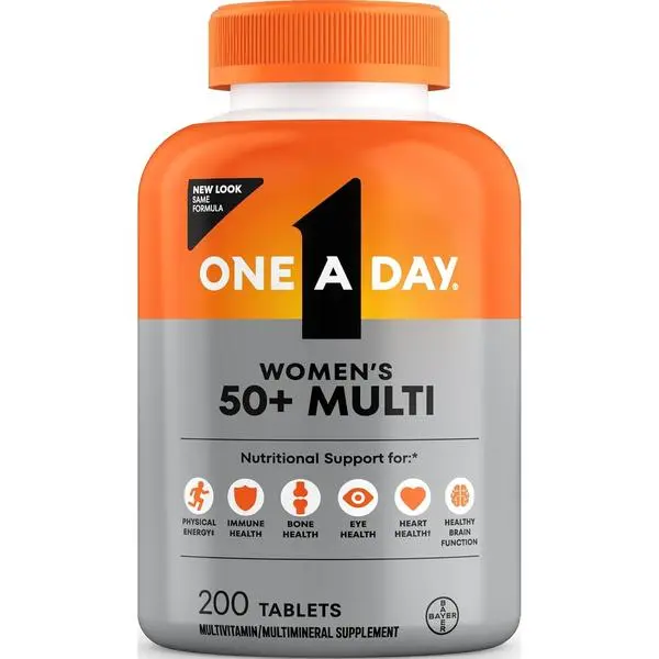 One A Day Multivitamin for Women 50 and Over Tablets, Womens Multivitamin 50 Plus with Vitamins D, C, E, Zinc & Biotin, Daily Vitamins for Woman 50+, 200 Ct (Packaging May Vary)