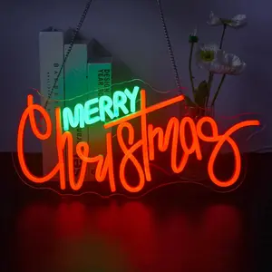 Merry Christmas Neon Sign, Personalized Letter Sign, Dimmable LED Wall Hanging Neon Light, USB Powered Neon Light for Home, Office, Shop, Coffee Shop