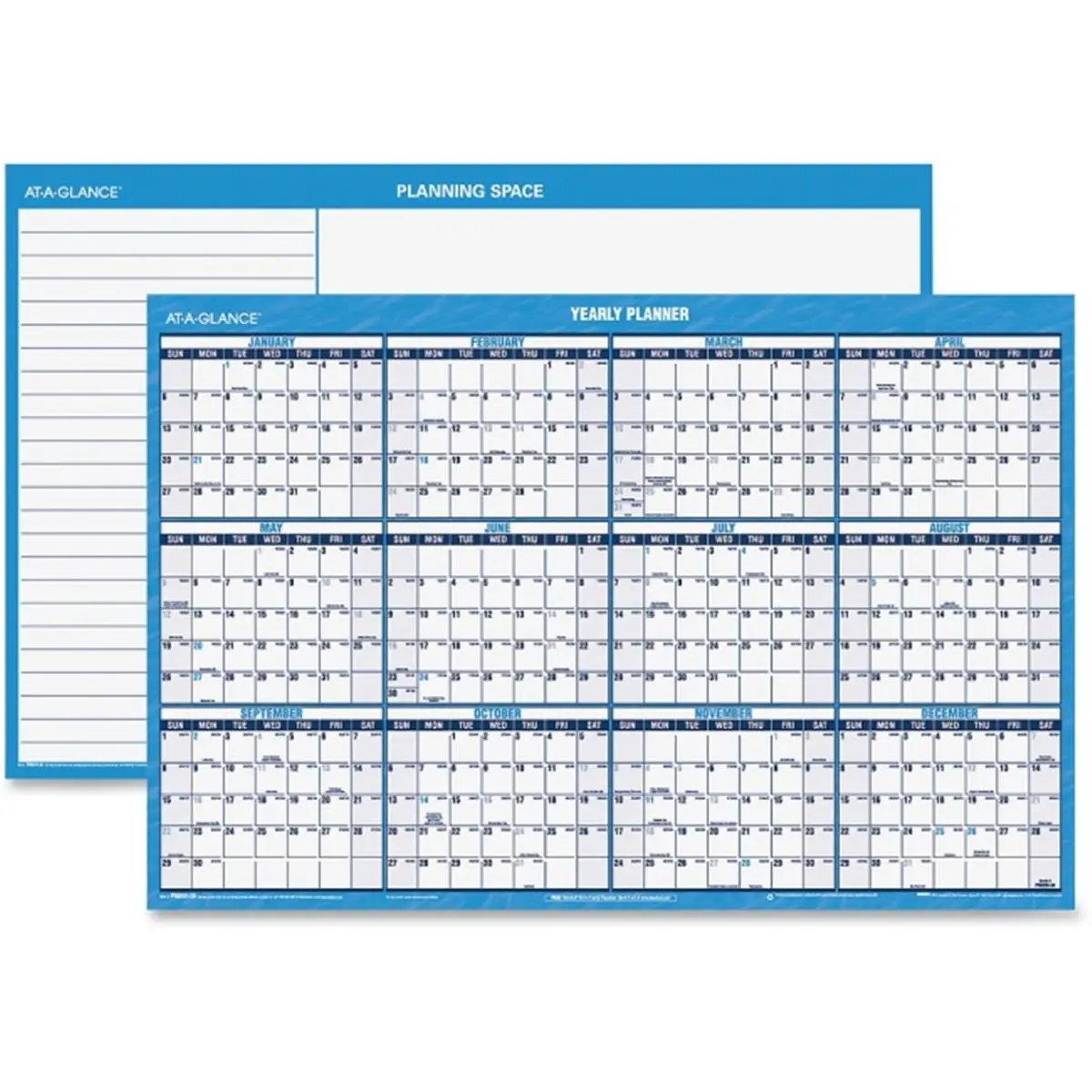 At A Glance  36 x 24 in. Erasable Yearly Wall Planner, Horizontal