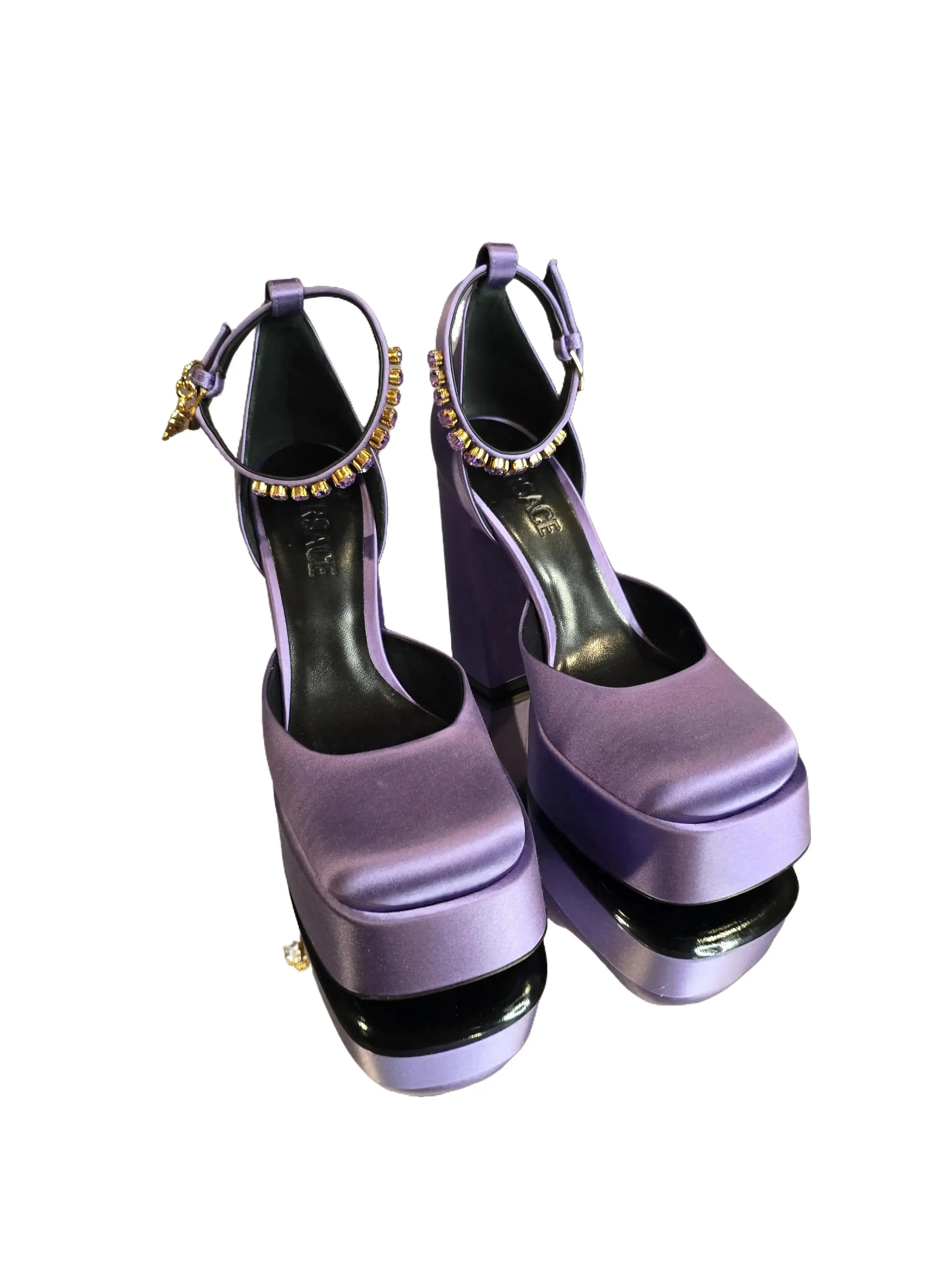 Versace Aevitas Purple Satin 5-inch Heels