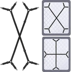 Bed Sheet Holder Straps - Sheet Straps Adjustable Bed Sheet Clips Fasteners Keep Sheets Stays in Place,2Pcs/Set Black