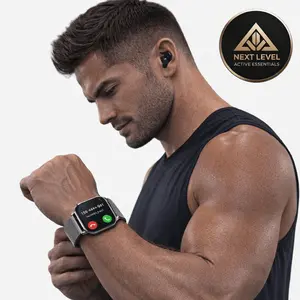 Next Level Active Essentials Fitness Smartwatch for Men - Bluetooth Calling, Full Touch Screen, Multisport Tracking, Health Monitoring, Water Resistant, Long Battery Life - Man, Wearable