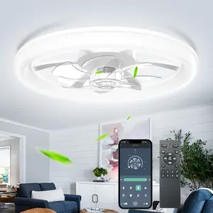 DEMILARE   Remote Control Ceiling Fan with Light ，A 2-in-1 LED ceiling lamp and fan featuring adjustable brightness and wind speeds. Quiet AC motor, timer function, and ideal for use in bedrooms, living rooms,  Modern Mood Lighting, Stock Up,Mother's Day
