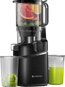AMZCHEF SJ-036 Juicer Machines, 5.8" Extra Self-Feeding Cold Press Juicer for Whole Vegetable & Fruit, Juice Extractor Machine with Large Auger & Triple Strainers, Easy to Clean, High Juice Yield