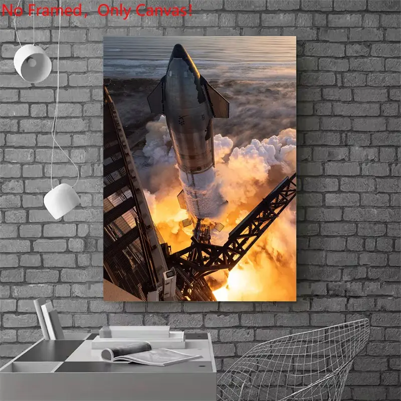 1 piece/set frameless canvas painting print poster, Space landscape Fantasy art，Starship spacex Flight，a perfect gift for Universe loves, ideal gift for bedroom, living room, dorm hallway, kitchen, mural, wall decoration, room decor