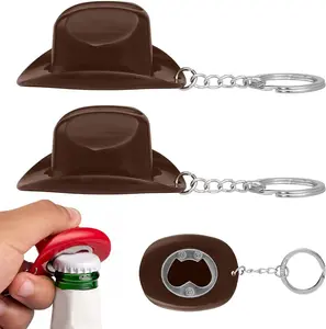 Cowboy Hat Bottle Opener Keychain Rustic Western Design Portable ABS Cap Opener for Men Beer Lovers Brown Color Durable Construction Unique Western Charm