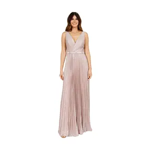 Rene Ruiz Collection V Neck Pleated Evening For mal Gown