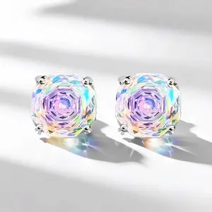 8mm Rose Cut Cubic Zirconia Stud Earrings in 925 Silver – Elegant & Hypoallergenic Everyday Jewelry for Women