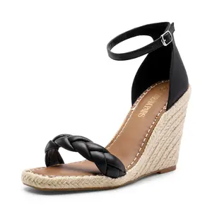 Dream Pairs Women's Espadrilles Braided Strap Square Toe Wedge Sandals