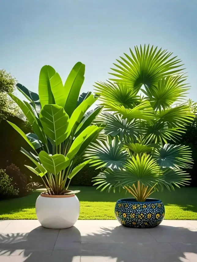 2PCS Artificial Palm Trees | Indoor & Outdoor Floor Standing Greenery for Living Room, Office, Hotel Lobby, Patio & Event Decoration POT NOT INCLUDED