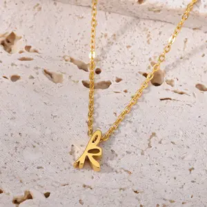 AliExpress new lowercase letter necklace hollow stainless steel necklace small letter pendant manufacturer wholesale
