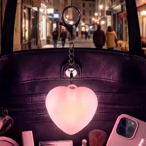 Heart-shaped pink USB Rechargeable Keychain Night Light   Gift Creative Applicable  Women's handbags   Outdoor Night Fishing and Camping