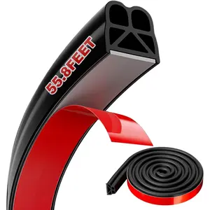 Door Seal Strip 55.8FT, Universal Self Adhesive  Door Seal, Thickened Double Layer Rubber Automotive Weather Stripping, for , , Rv, Pickup, SUV