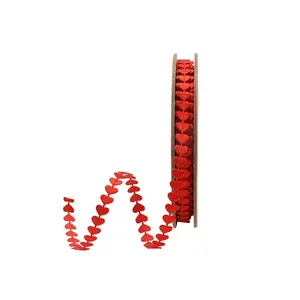 1/4" Ultra Sonic Trim | Red Running Hearts | 10 Yard Roll Valentine’s Day wrapping gifts red heart shape