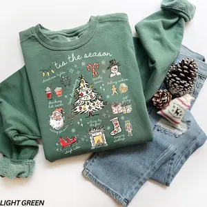 Comfort Colors Christmas Sweatshirt, Tis the Season Sweatshirt, Retro Holiday Shirt, Christmas Tree Shirt, Santa Sweatshirt, Womens Xmas
