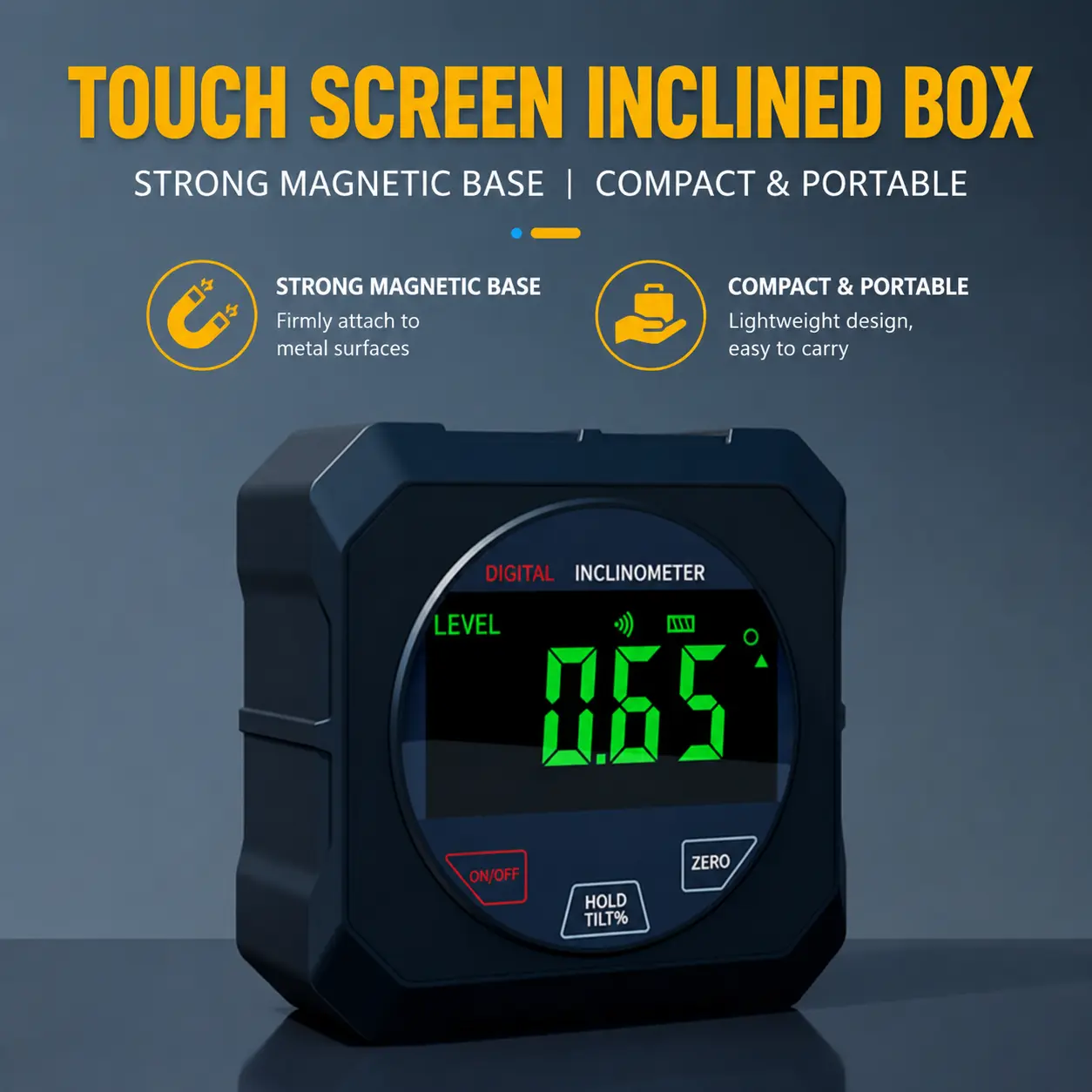 (Father's Gift)Mini Magnetic Digital Inclinometer Angle Gauge – High Precision Touch Screen Level Meter