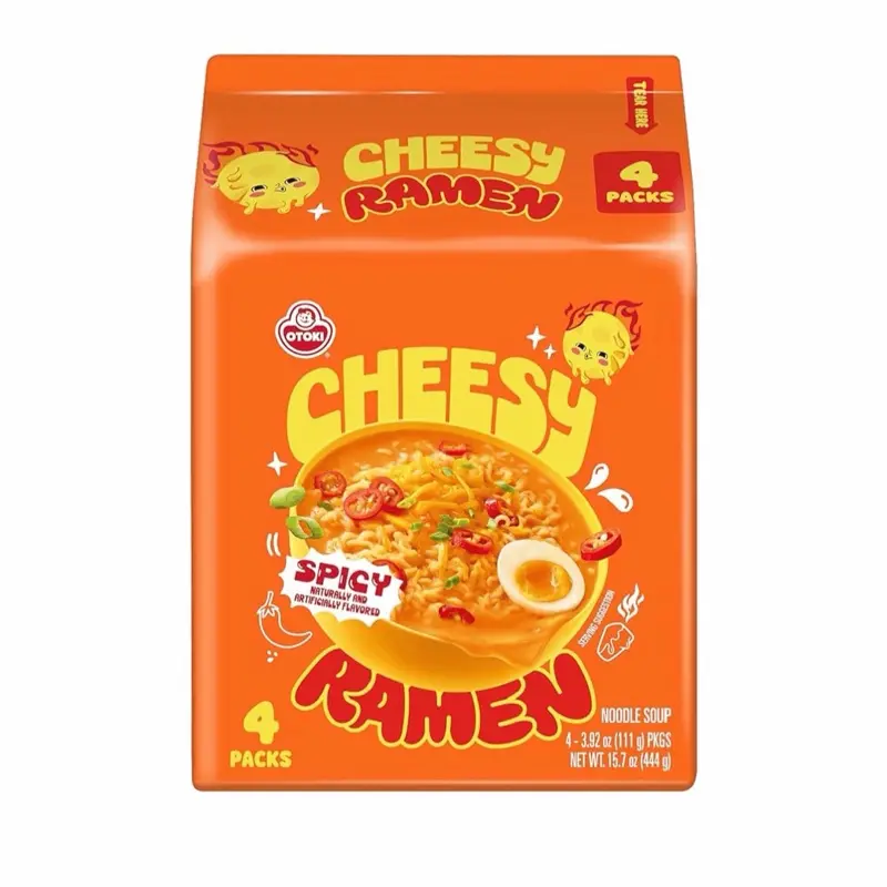 Cheesy Ramen, Spicy Flavor ,Bold, Cheese & Spicy Instant Noodles ,3.92oz*4 Packs