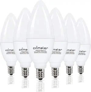E12 Ceiling Fan Light Bulbs, LED Candelabra Bulbs, 5 Watt (60 Watt Equivalent), Daylight 5000K LED Chandelier Light Bulbs, Candle Bulb Small Base for Chandelier, Non-Dimmable (6 Pack)