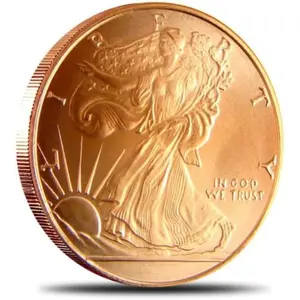 Walking Liberty 1 Avdp Ounce .999 Fine Copper Coin with In God We Trust Engraving and Pure Copper Material
