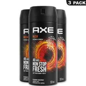 AXE Musk Deodorant Body Spray 3 Pack (5.08oz/150ml) Cinnamon & Amber - 48-Hour Non-Stop Fresh