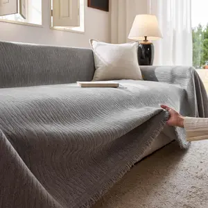 Chenille Sofa Throw Cover for Couch, Sofa Couch Covers, Dustproof Sofa Cover, Washable Pet Friendly Couch Cover for Dogs Cats, Soft Breathable Furniture Protector for Sectional Sofa, Sofa Throw Blanket with Fringe, All Season Slipcover for Home Decor