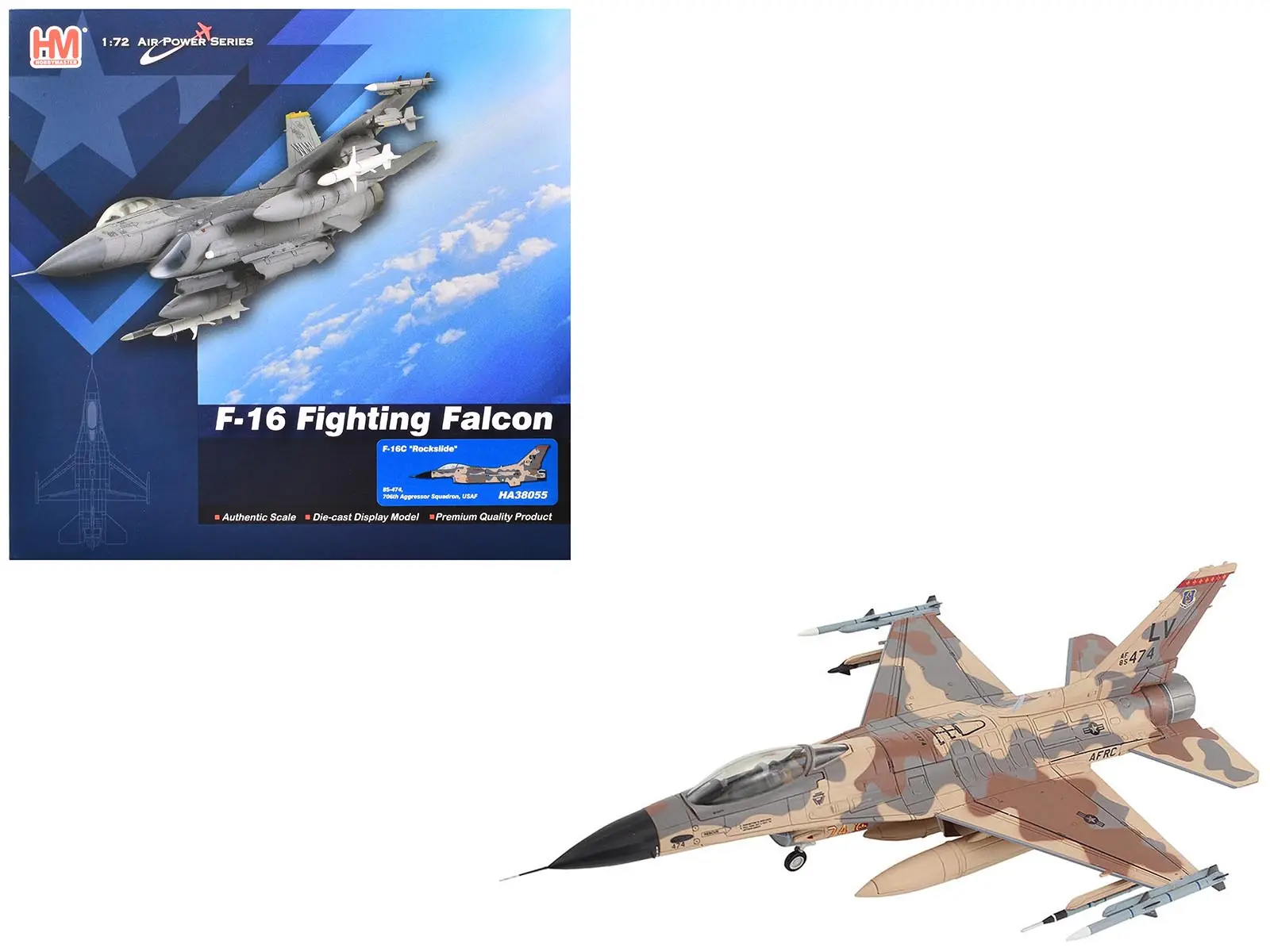 Lockheed F-16C Fighting Falcon Fighter Aircraft "706th Aggressor Squadron" US Air Force 1/72 Diecast Model by Hobby Master