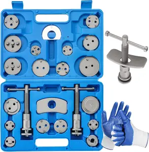 24pcs Brake Caliper Tool, Heavy Duty Disc Brake Caliper Tool Set, Wind Back Kit for Brake Pad Replacement, Master Disc Brake Caliper Tool Kit Fits Most American, European Makes/Models (Blue)