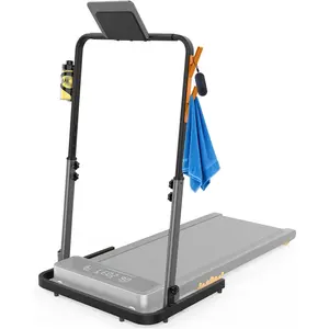 Adjustable Walking Pad Handle only, Treadmill Handrail with Phone Holder,Cup Holder & Towel Hooks,22.4 inch Wide, 43.3 inch Max Height, Black