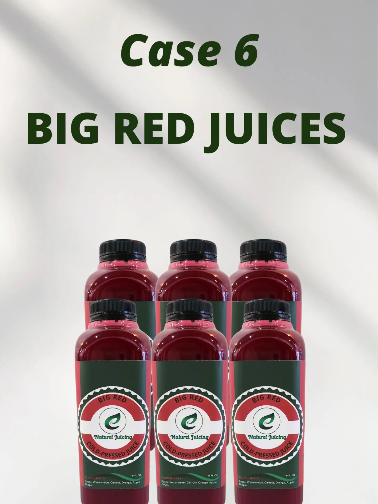6 BIG RED Juices with Beets Watermelon Ginger Orange Carrots Apple Rich in Vitamins A C B6 K Beta Carotene Supports Skin Vision Bone Cardiovascular Health