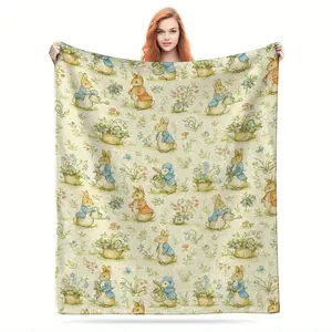 Peter Rabbit Flannel Blanket - Soft Bedspread Ideal for Sofa, Bed, Travel and Camping - Iconic Peter Rabbit Design, Cozy Bedding or Decor for All Seasons, Machine Washable