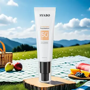 SYABO Sunscreen Foundation, 4 in 1 Foundation, Broad Spectrum SPF 50+ Sunscreen, Lightweight Imperfect Cover Foundation, Natural Makeup, Effectively Blocks UV Rays, Moisturizes and Nourishes the Skin, Three Colors Concealer Cosmetic