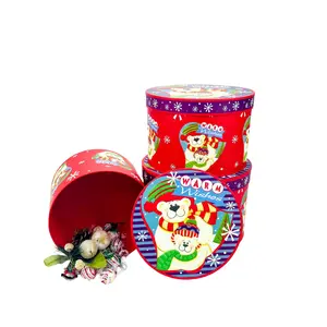 Round Flower/Gift Holiday Themed Boxes with Lids - Set of 3, Polar Bears| W7821