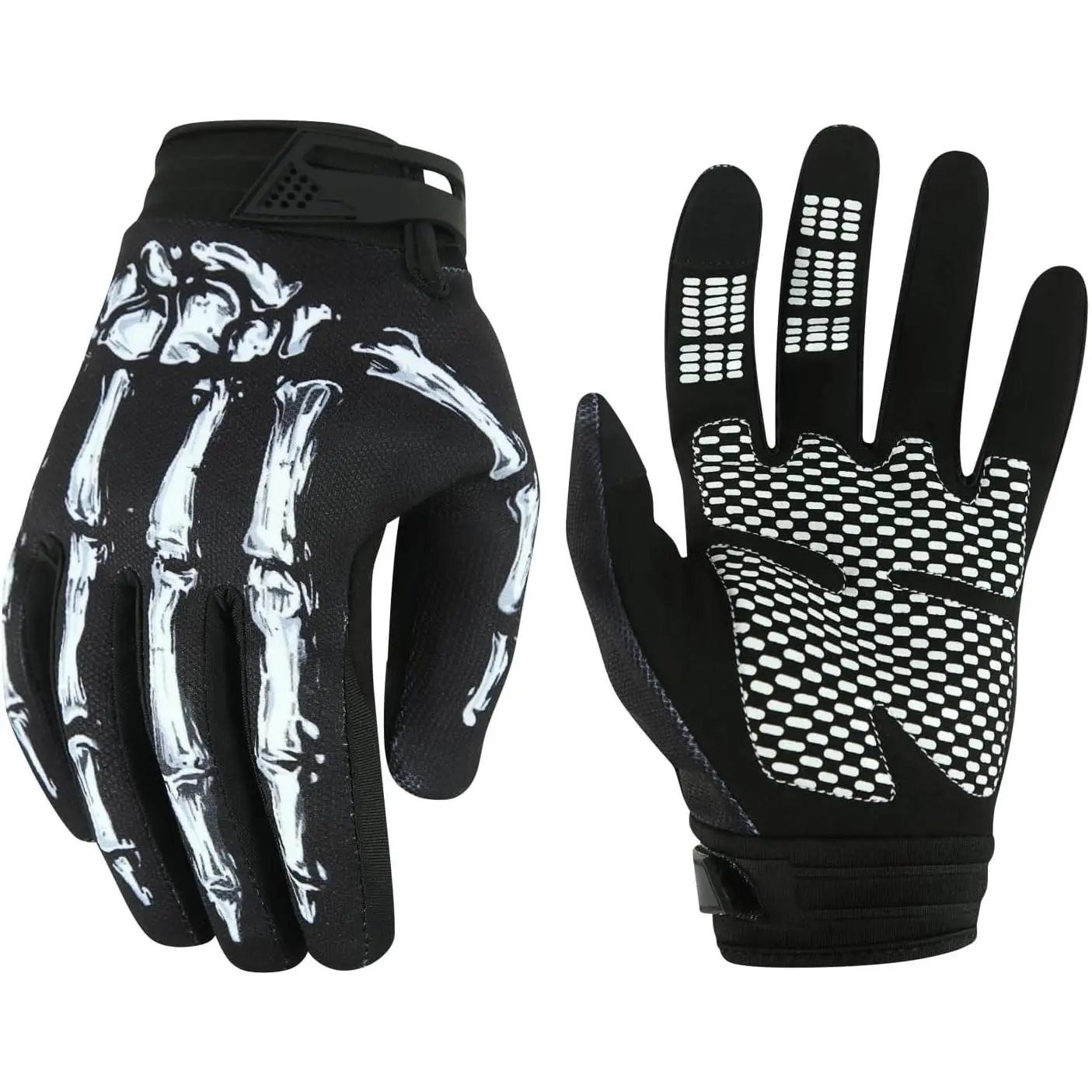Men's Full Finger Skeleton Joker Motorcycle Gloves, Touch-Screen Fingertips, Non-Slip, Shock-Absorbing Foam Padding, Protection for Racing, BMX, Boating Sports, Skiing, Motocross, Superior Impact Resistance, Perfect Grip, Weightlifting, Offroad, Ergonomic