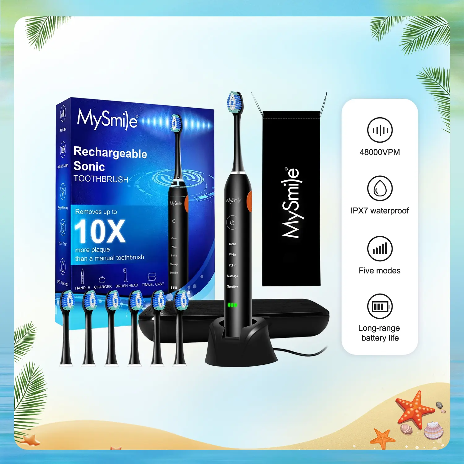 MySmile Elite Rechargeable Sonic Electric Toothbrush for Adults