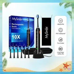 MySmile Elite Rechargeable Sonic Electric Toothbrush for Adults - TikTok Shop Exclusive, Oral Cleansing, 6 Brush Heads, 5 Modes, Timer, Waterproof, Storage Travel Case, Handle, Free Gift
