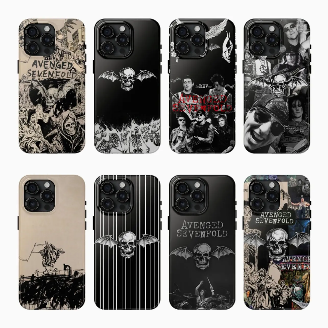 A-Avenged S-Sevenfold Phone Case, A7X Skull Bat Logo Cover, Metal Band Graphic Case for iPhone 17 16 15 14 13 12 11 Pro Max, Gift for fans