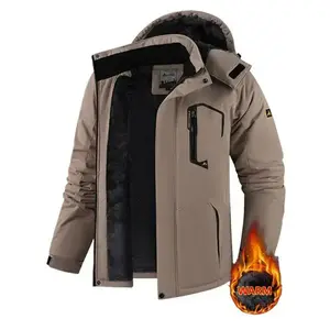 Men's Winter Ski Jacket Warm Fleece Lined Waterproof Windproof Hooded Insulated Outdoor Jacket Thickened Sports Hiking Running Camping Fishing Climbing Travel Snowboarding Casual Windproof Coat
