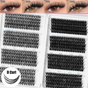 Self-Made False Eyelash Extensions, Natural Look with Dense Effect, Non-Toxic D Curl Lashes, Suitable for Home Use, Mixed Styles, Fluffy Cluster Lashes