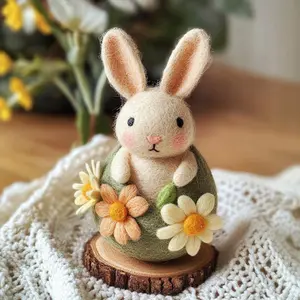 Personalized Easter Felt Bunny Flowers, Easter Decor, Baby Bunny, Spring Decorations, Felt Ornaments, Perfect Mothers Day Gift, Gift for Her