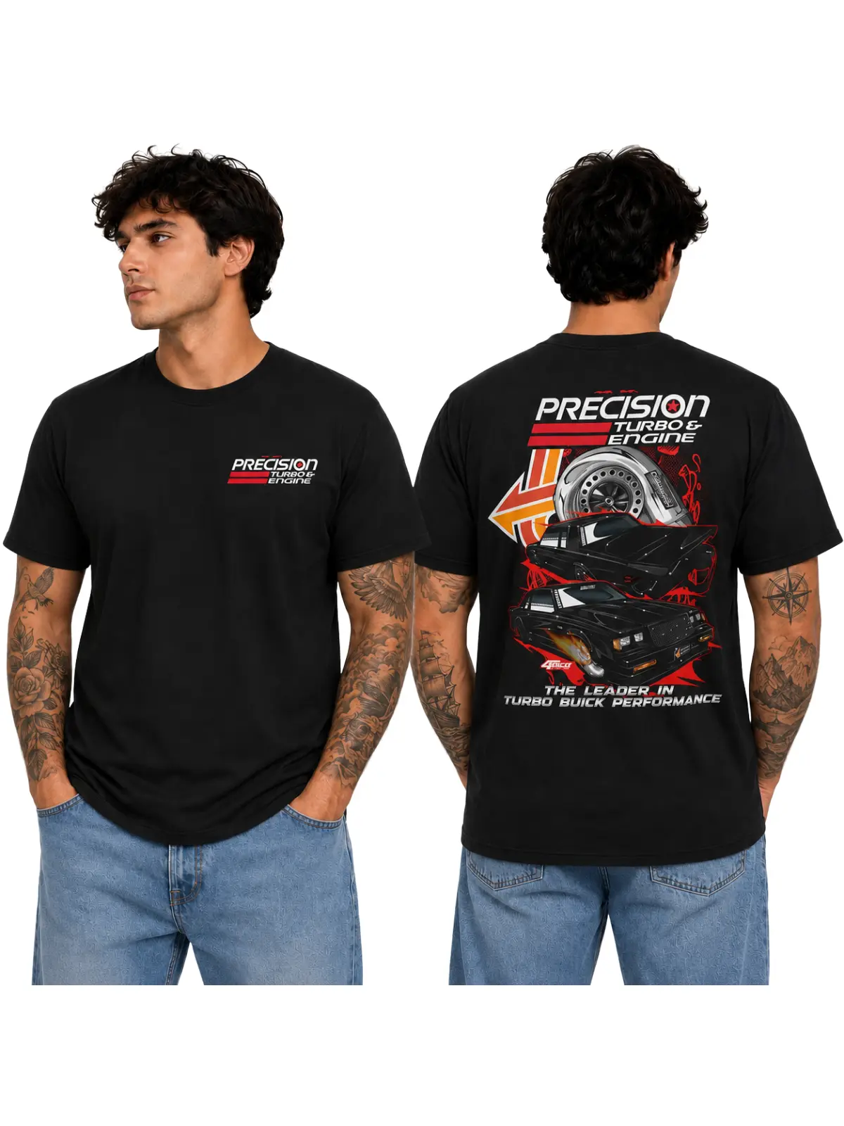 Turbo Racing Car Graphic T-Shirt, Retro High Performance Engine Tee, Vintage Black Red Automotive Front and Back Print, Mechanic Garage Streetwear, Father’s Day Birthday Gift, Perfect Gift For Men and Women