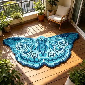Blue Butterfly Shape Rug, Soft Plush Carpet for Living Room Bedroom, Easy Clean Decorative Mat for Sofa Table Door Hotel Apartment
