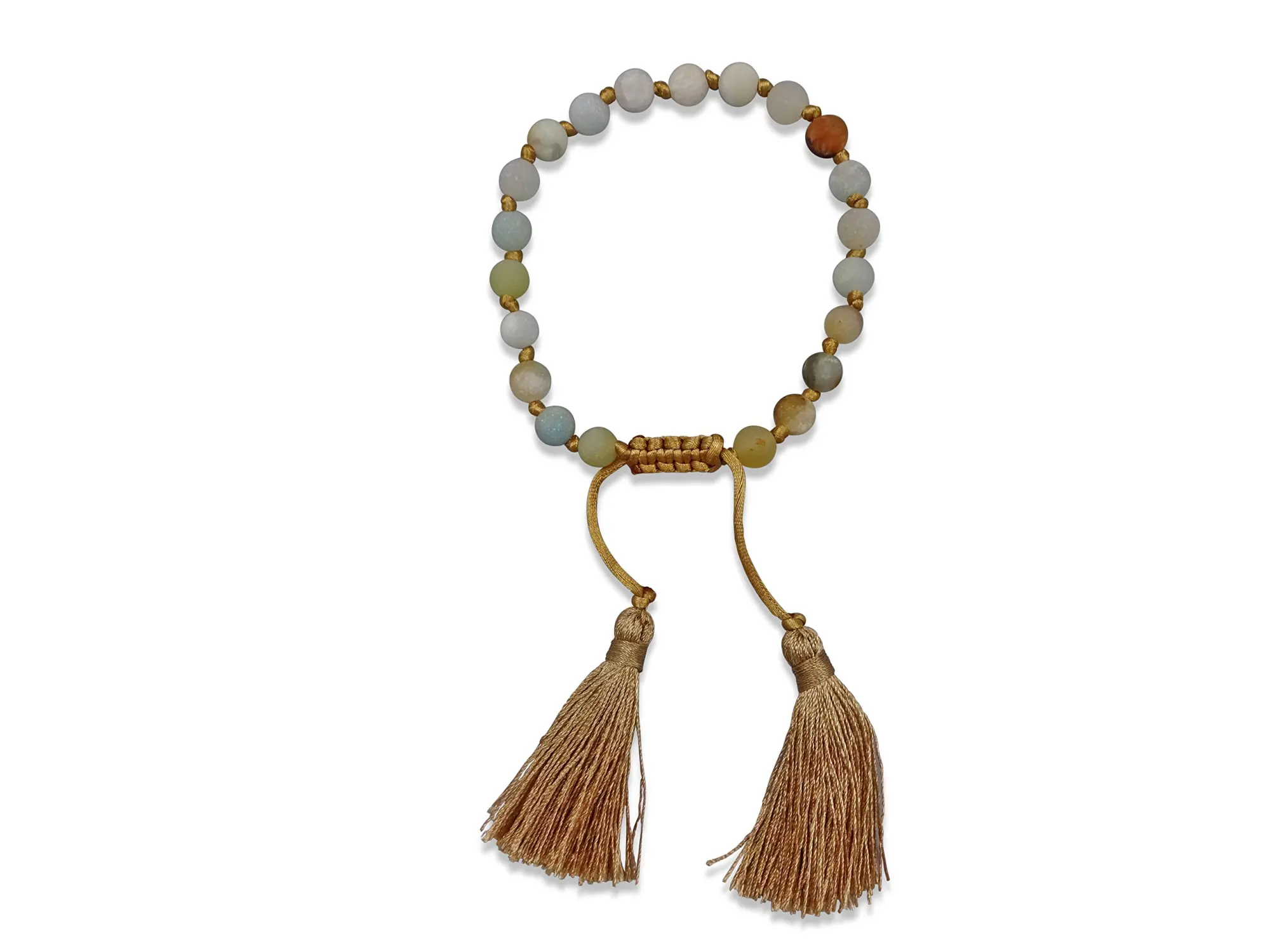 MGR Womens Genuine Stone Beaded Shamballa Style Tassel Bracelet
