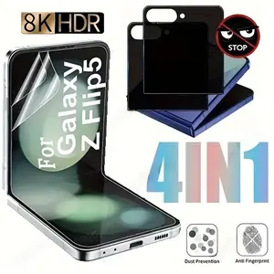 Samsung Galaxy Z Flip 5 6 7 Screen Protector 2+2 Pack TPU Film Privacy Tempered Glass Front Back Display High Clear Anti Scratch Phone Protective Film