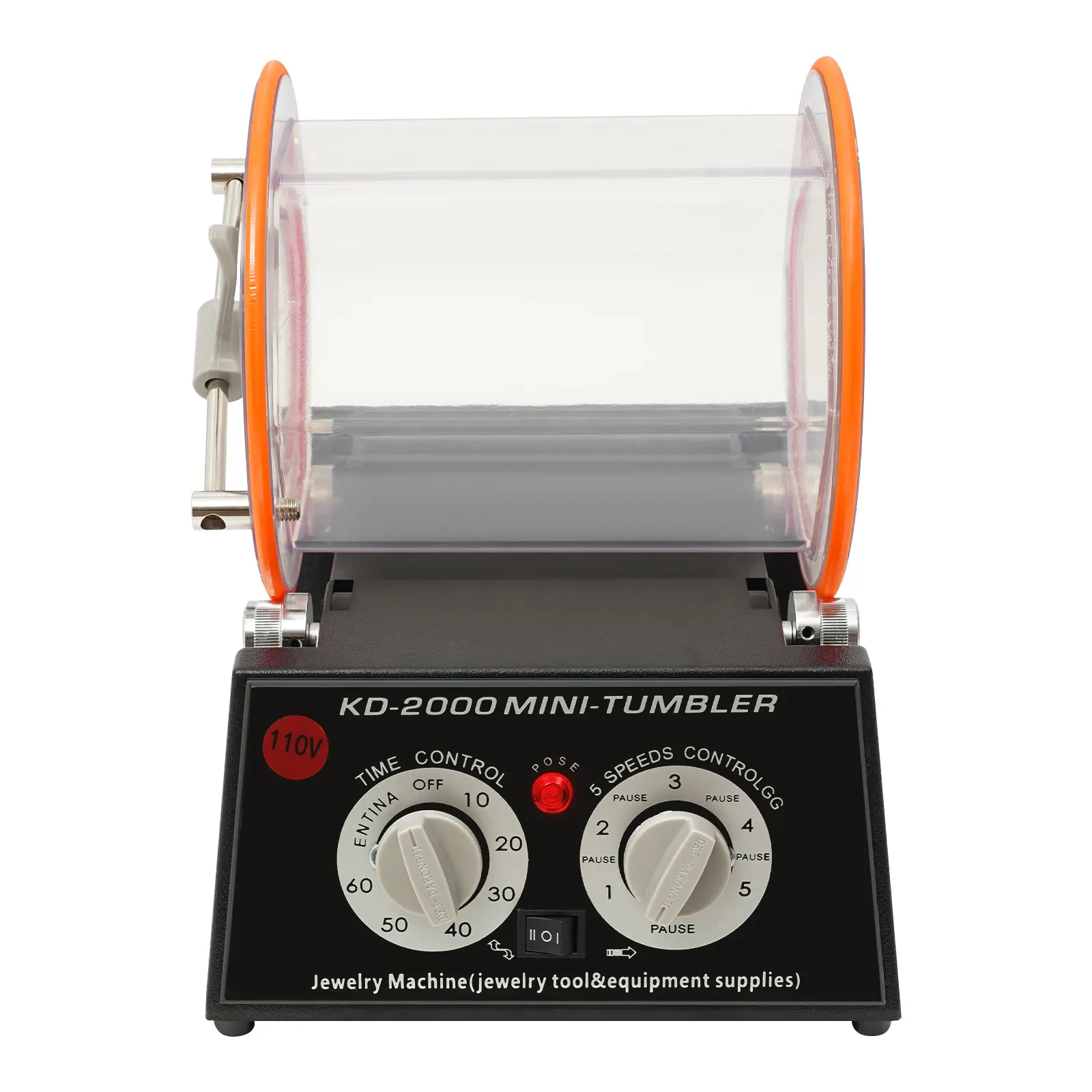 110V US-Compatible 5kg Durable Modern Desk Tabletop Rotary Tumbler Polishing Machine - 5-Speed 500-3000rpm Metal Polisher for Jewelry, Deburring, Basic Polishing, Kitchen Knives, Glass (Gold,Silver,Copper,Iron Coins)