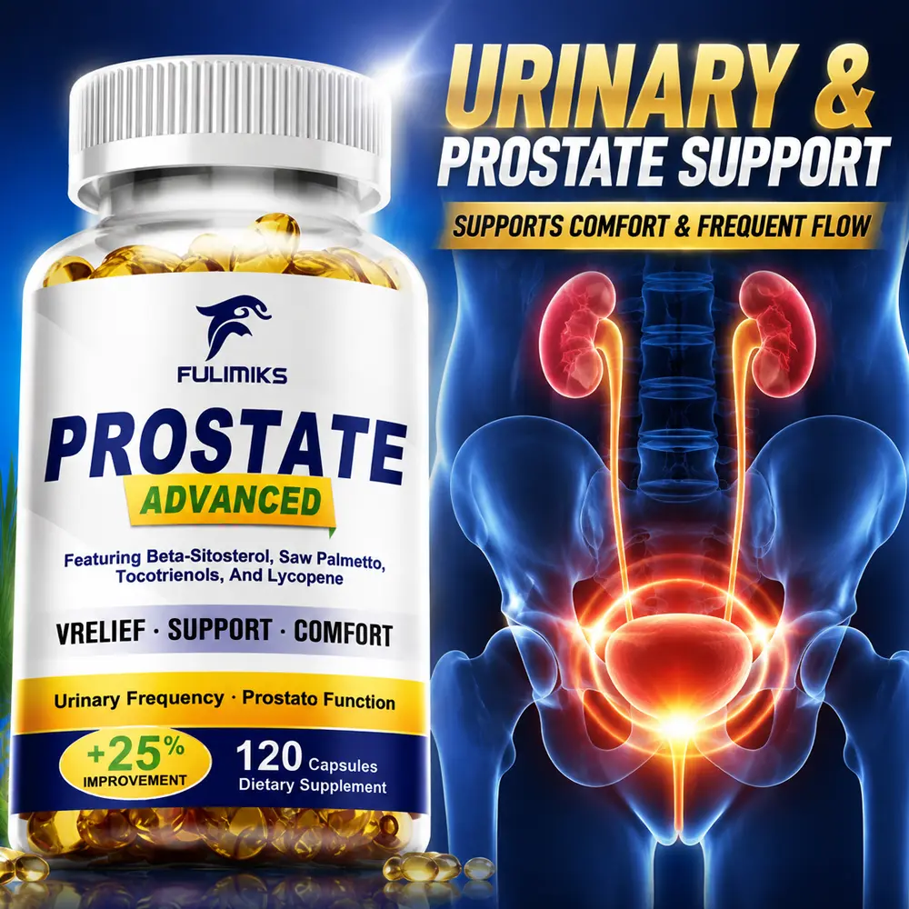 Premium Prostate Capsules with Saw Palmetto & Beta-Sitosterol, Selenium, Stinging Nettle Extract, Pumpkin Oil, Supports Urinary Flow, Prostate Health & Comfort, Relieve Bladder