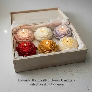 Handmade Exquisite Peony Flower Fragrance Candle, Non-Toxic Organic Soy Wax Candle, Home Decor Accent for Room Ambiance