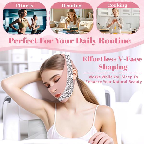 Adjustable V Line Sleep Strap: Prevents Mouth Breathing & Tightens Jawline – Overnight Face Slimming Mask for Contouring and Nasal Breathing Support（ From chin to the top of the head: 23-26.5 inches）