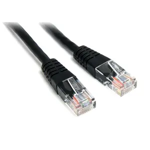 212 MAIN High-Quality 1ft Black Molded Cat5e UTP Ethernet Patch Cable - RJ45 Plugs, Colored Hoods, Molded Connectors, for Fast Ethernet Networks, Workstation to Wall Outlet (Retail), Ethernet Cables