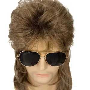 NEW Mullet Wigs for Men Synthetic 70s 80s Costumes Mens Black Fancy Party Accessory Cosplay Hair Wig