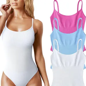 3 Pack Women's Summer Sexy Spaghetti Strap Bodysuit Slim Fit Bodycon Top
